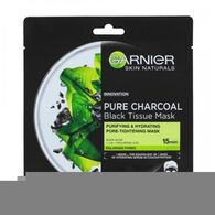 Skin Naturals Pure Charcoal Black Tissue Mask with seaweed extract Garnier למכירה 