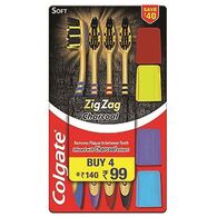 מברשת שיניים Colgate Zigzag Charcoal Medium Bristle Toothbrush 4 Pcs למכירה 