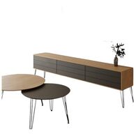 סט סלוני סט מזנון וזוג שולחנות לסלון דגם שחור משולב Panda Style למכירה , 2 image