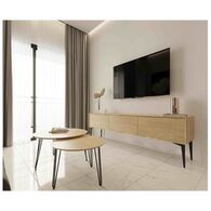 סט סלוני סט מזנון וזוג שולחנות דגם קיסר עץ טבעי Panda Style למכירה , 3 image