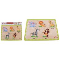 16082 פאזל כפתור הכרת חיות הבר 5 חלקים Pit Toys למכירה 