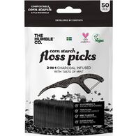 חוט דנטלי The Humble Corn Starch Floss Picks 2 in 1 Charcoal Infused Taste Of Mint למכירה , 2 image