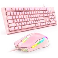 מקלדת ועכבר Onikuma G25 Wired Pink Gaming Keyboard + CW905 Mouse Set למכירה 