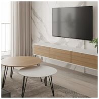 סט סלוני סט מזנון וזוג שולחנות לסלון דגם לבן משולב Panda Style למכירה , 2 image