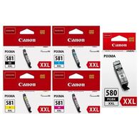 מארז ראשי דיו PGI-580XXLBK + CL-I581XXL מארז 5 ראשים Canon קנון למכירה 