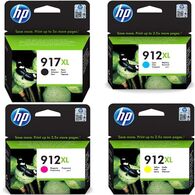 מארז ראשי דיו 917XL + 912XL סט 4 ראשי דיו HP למכירה 