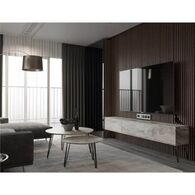 סט סלוני סט מזנון וזוג שולחנות לסלון דגם שיש אפור Panda Style למכירה , 2 image