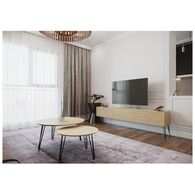 סט סלוני סט מזנון וזוג שולחנות לסלון דגם עץ טבעי Panda Style למכירה , 2 image