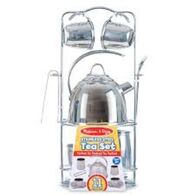 Melissa & Doug4251 Stainless Steel Tea Set and Storage Stand&lrm; למכירה 