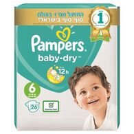 חיתולים Pampers בייבי דריי חיתולים מידה 6 26 יחידות למכירה 