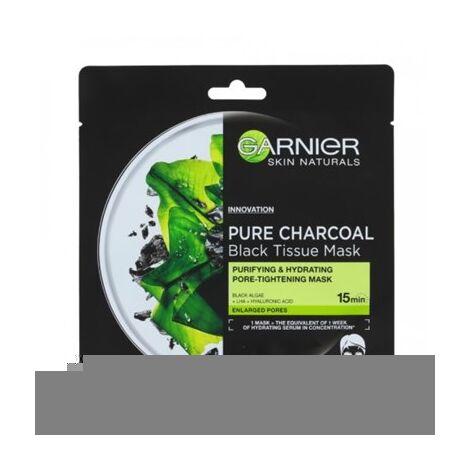 Skin Naturals Pure Charcoal Black Tissue Mask with seaweed extract Garnier למכירה 