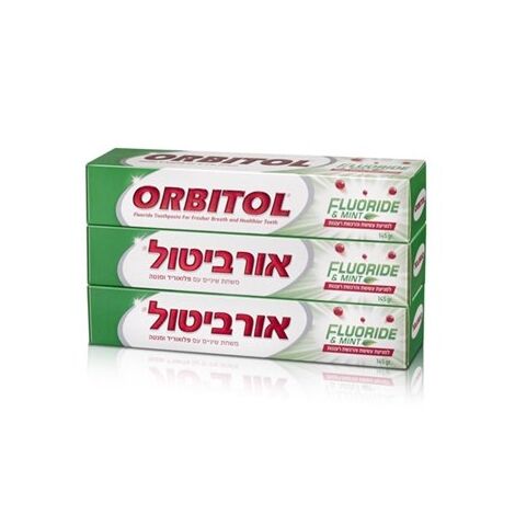 משחת שיניים משחת שיניים פלואוריד ומנטה 3*145 גרם Orbitol למכירה , 2 image