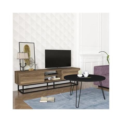 מזנון סט מזנון טלוויזיה ושולחן דגם בראון Geva Design למכירה , 2 image
