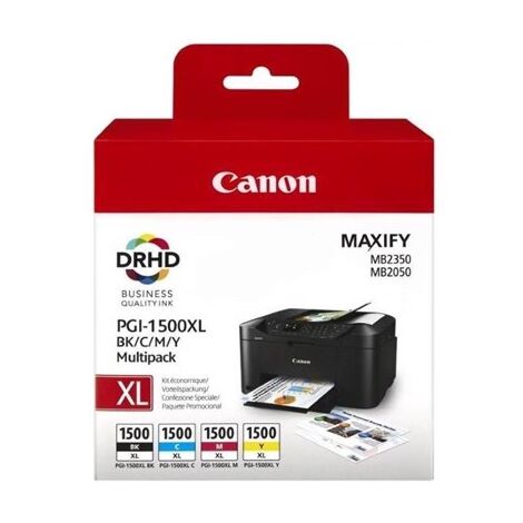 מארז ראשי דיו  צהוב שחור כחול אדום PGI-1500XL  9182B004 מארז 4 ראשי דיו Canon קנון למכירה , 4 image