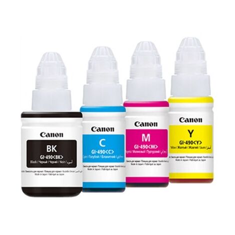 ראש דיו  צהוב שחור כחול אדום GI490 מארז 4 מיכלי דיו Canon קנון למכירה , 2 image