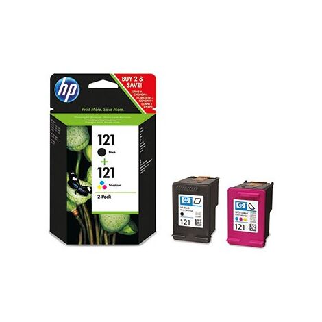ראש דיו  צהוב שחור כחול אדום 121 CN637HE שחור+צבעוני HP למכירה , 2 image