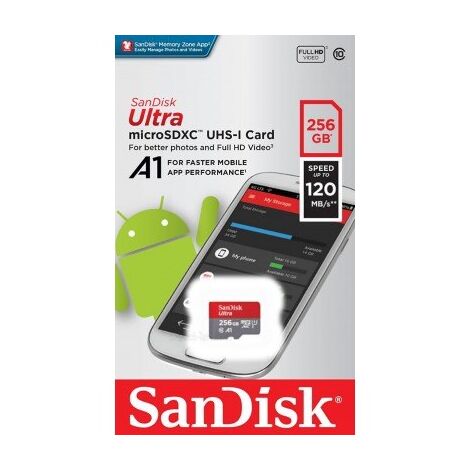 כרטיס זיכרון SanDisk Ultra SDSQUA4-256G 256GB Micro SD UHS-I סנדיסק למכירה , 3 image