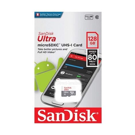 כרטיס זיכרון SanDisk Ultra SDSQUNS-128G 128GB Micro SD סנדיסק למכירה , 4 image