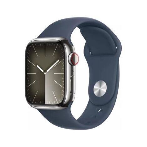 שעון חכם Apple Watch Series 9 41mm Stainless Steel Case Rubber Sport Band GPS + Cellular אפל למכירה 