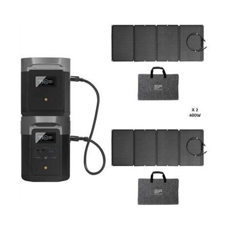 מערכת סולארית Delta 2000Max + תא הרחבה + 2 פאנלים סולריים EcoFlow למכירה 