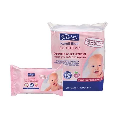 מגבונים  ד"ר פישר רביעיית מגבוני קמיל בלו סנסיטיב 4*64 מגבונים בחבילה למכירה 