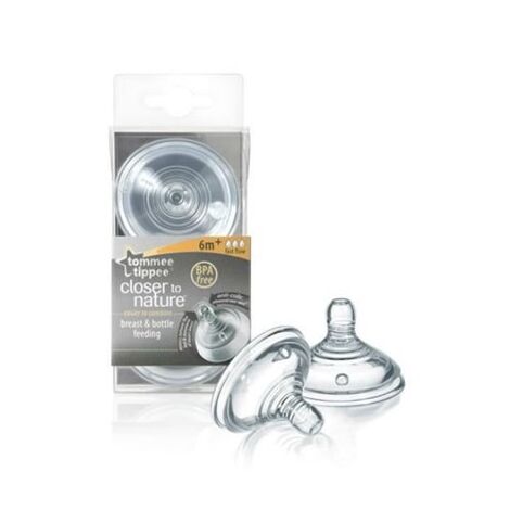 Tommee Tippee Closer To Nature Teats Nipples Fast Flow Teat 6m+ למכירה 