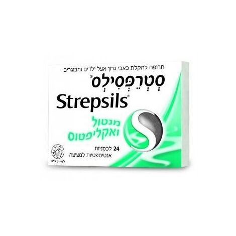 Strepsils סטרפסילס מנטול ואקליפטוס 24 לכסניות למכירה 