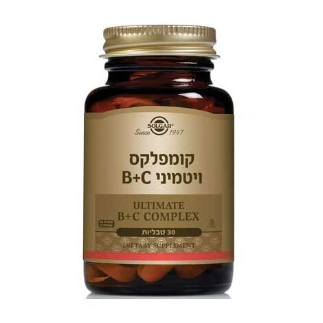 ויטמין Solgar Complex Vitamin B+C 30 Cap סולגאר למכירה 