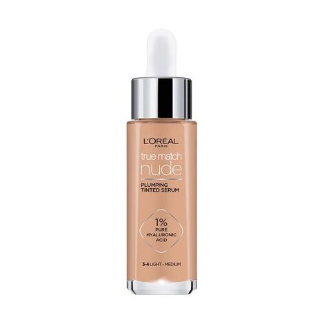 מייק אפ Loreal True Match Nude Plumping Tinted Serum 3-4 Light-Medium למכירה 