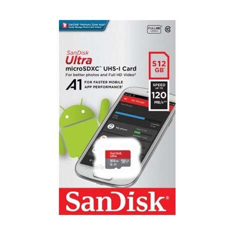כרטיס זיכרון SanDisk Ultra SDSQUA4-512G 512GB Micro SD UHS-I סנדיסק למכירה , 3 image