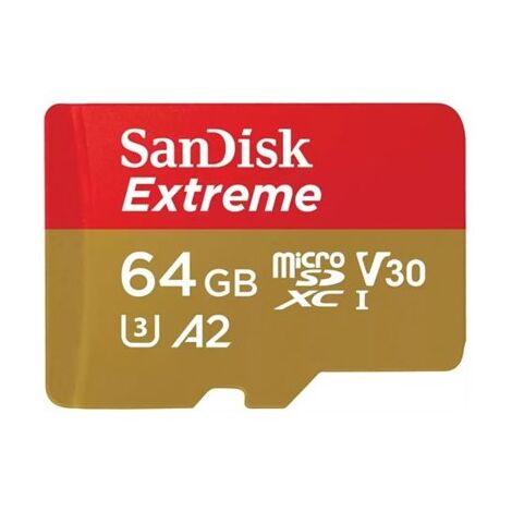 כרטיס זיכרון SanDisk Extreme Extreme 64GB Micro SD SDSQXAH-064G-GN6GN 64GB SD UHS-I סנדיסק למכירה , 3 image