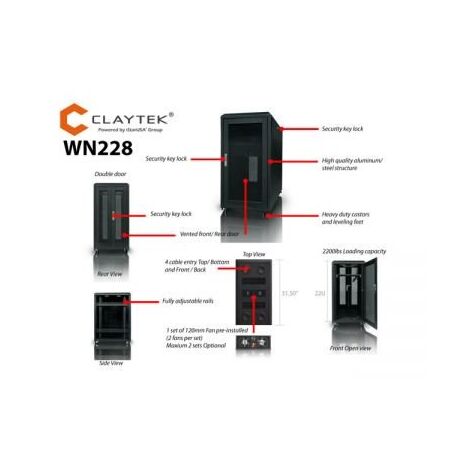 ארון שרתים Claytek WN228 למכירה , 3 image