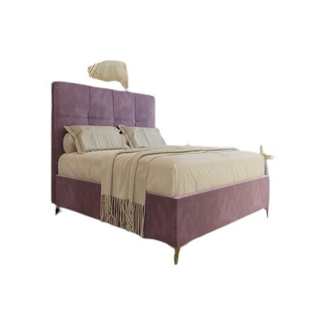 מיטה זוגית מיטה זוגית מפוארת מרופדת בד קטיפה דגם סול PandaStyle למכירה 