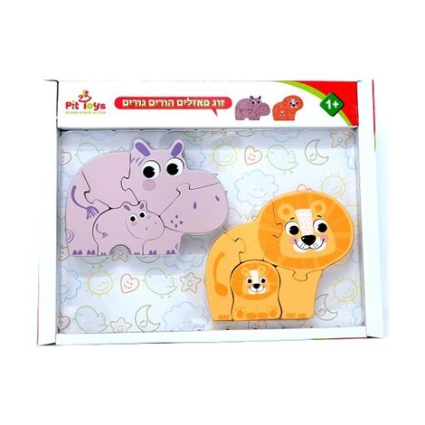 16112 פאזל הורים גורים אריה והיפופוטם Pit Toys למכירה , 2 image
