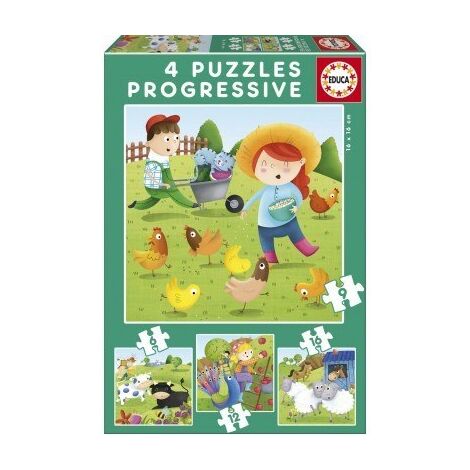 17145 Progressive Puzzles Farm animals 6+9+12+16 Educa למכירה , 2 image
