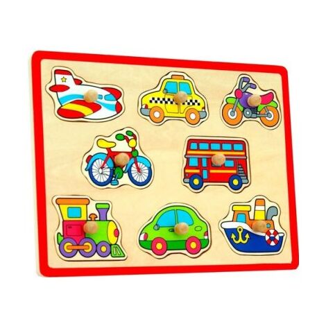 50016  פאזל כפתור עץ כלי תחבורה 8 חלקים viga למכירה 