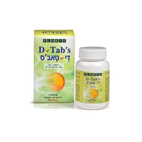 ויטמין Floris/Hadas Vitamin D3 D-Tab's 400 IU 90 Cap למכירה , 2 image