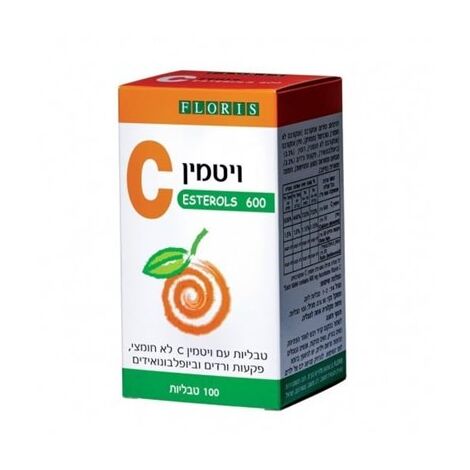 ויטמין Vitamin C 600mg 100 Cap לא חומצי Floris/Hadas למכירה 