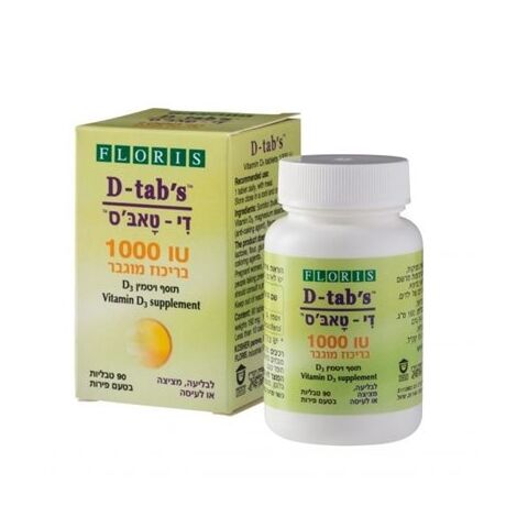 ויטמין Floris/Hadas Vitamin D3 D-Tab's 1000 IU 90 Cap למכירה , 3 image