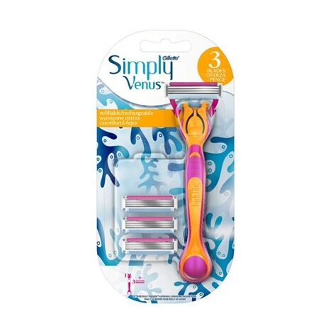 מכשיר גילוח Simply Venus מכשיר גילוח + 3 סכינים gillette למכירה 